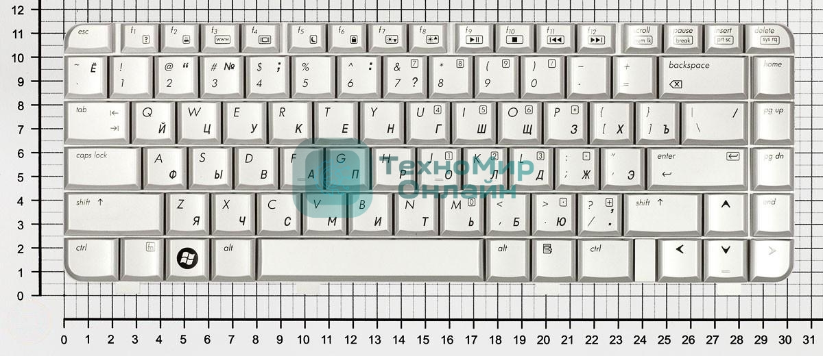 Клавиатура для ноутбука HP Pavilion DV2000, HP Compaq Presario V3000 серебристая