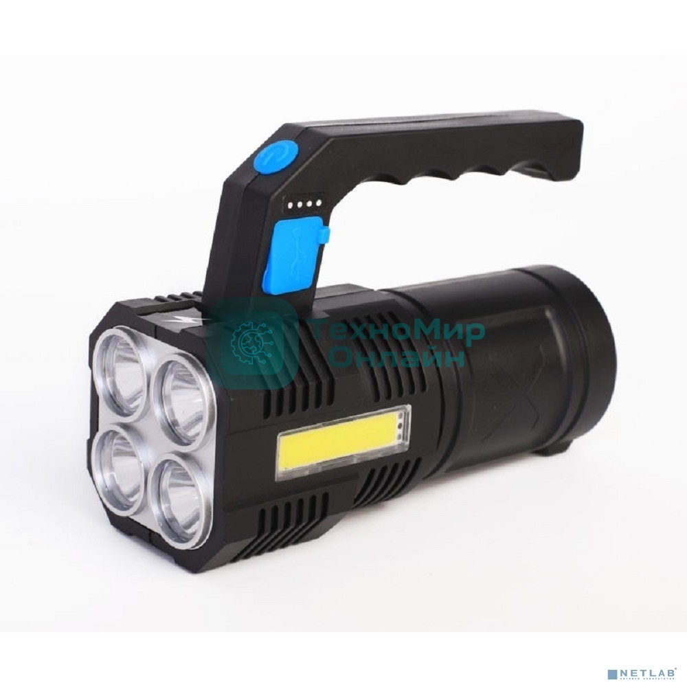 Фонарь Ultraflash LED53766 (фонарь акк 4В, черный, 4LED+COB, 3 Вт, 4 реж, USB, бокс са)