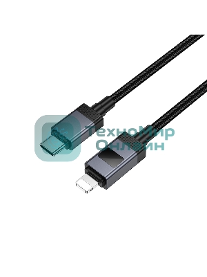 Кабель USB2.0 Hoco Type-C/Lightning, 2.4А, 27Вт,с дисплеем, X118, 1м, черный, коробка