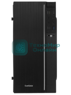 Компьютерный корпус Minitower ExeGate mEVO-9301 Black-RGb light, ATX, (600NPX), 2*USB+1*USB 3.0, HD Audio