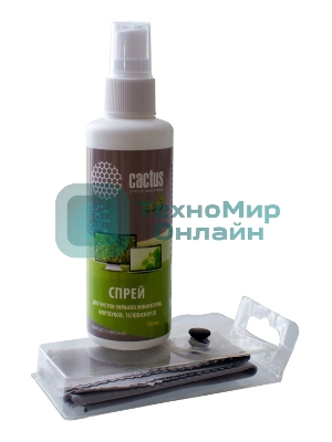 Чистящий набор (салфетки + спрей) Cactus CS-S3001E для экранов и оптики 1 шт 18x18 см 100 мл