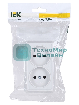 Розетка IEK ERO20-K01-10-DC РС22-2-ОБ 2местн. без з/к 10А откр.уст. ОКТАВА (белый)