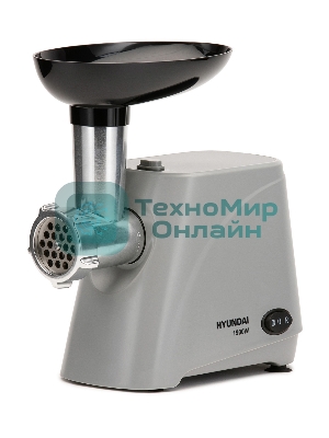 Мясорубка электрическая Hyundai HY-MG4391 серый, 1900 Вт, 2.4 кг/мин, реверс, защита от перегрузки, насадки - 4