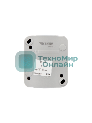 Переключатель проходной Mini OG IP54, о/у, серый Kranz