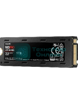 Накопитель SSD Samsung 980 PRO, 1TB, PCIe 4.0 x4, M.2 2280, NVMe, R/W 7000/5000, с радиатором