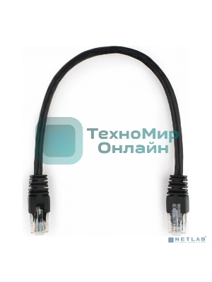 Патч-корд UTP Cablexpert PP6U-0.25M/BK cat.6, 0.25м, литой, многожильный, черный