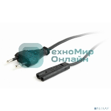 Кабель питания Cablexpert для ноутбуков, аудио/видео техники 1,8м, VDE, 2-pin, черный, пакет