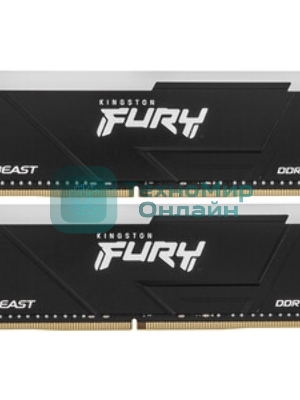 Оперативная память Kingston Fury Beast, DDR4, 32GB (2x16GB), 3200MHz, CL16, DIMM, с радиатором, RGB, черный
