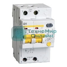 Выключатель автоматический дифференциального тока IEK 2п 25А/30мААД-12 MAD10-2-025-C-030