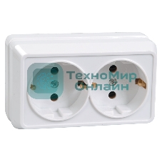 Розетка IEK ERO21-K01-16-DC РС22-3-ОБ 2местн. с з/к 16А откр.уст. ОКТАВА (белый)