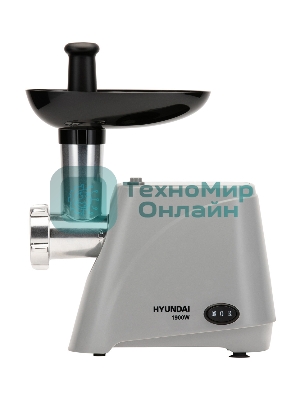 Мясорубка электрическая Hyundai HY-MG4391 серый, 1900 Вт, 2.4 кг/мин, реверс, защита от перегрузки, насадки - 4