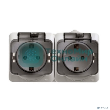 Розетка 2-м ОП Этюд с заземл. защ. шторки IP44 белый SchE PA16-244B