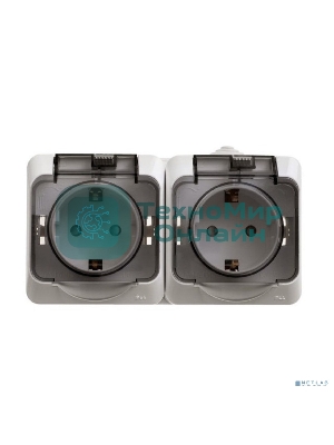 Розетка 2-м ОП Этюд с заземл. защ. шторки IP44 белый SchE PA16-244B