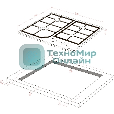 Газовая варочная панель MONSHER, газ, High-Tech, 58 см, автоматический электроподжиг, газ-контроль, форсунки под сжиженый газ, SABAF конфорки, чугунные решетки, черный