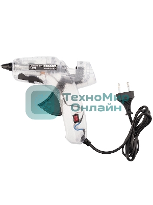 Пистолет клеевой Rexant, 60 Вт, Ø11 мм, ПРОЗРАЧНЫЙ корпус, с кнопкой, блистер