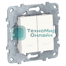 Выключатель 2-кл. 2-мод. UNICA NEW с подсветкой 2х(сх.1а) бел. SchE NU521118N