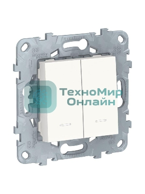 Выключатель 2-кл. 2-мод. UNICA NEW с подсветкой 2х(сх.1а) бел. SchE NU521118N