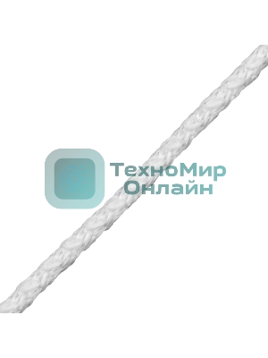 Шнур вязаный полипропиленовый Сибртех с сердечником, 4 мм, L20 м, 60-70 кгс, белый