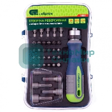Отвертка реверсивная Сибртех с набором бит и торцевыми головками 35 шт., CrV