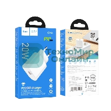 Сетевое зарядное устройство Hoco 20Вт, 3А, QC3.0/PD, 1хType-C, C94A, белый, коробка