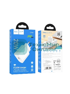 Сетевое зарядное устройство Hoco 20Вт, 3А, QC3.0/PD, 1хType-C, C94A, белый, коробка
