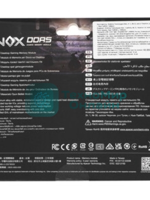 Оперативная память Apacer Nox, DDR5, 16GB (1x16 GB), 5600 MHz, CL40, DIMM, радиатор, серый, черный