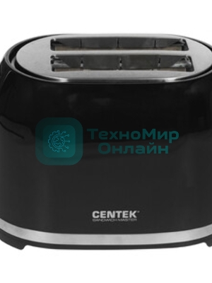Тостер Centek СТ-1432 черный/стальной, 850 Вт, 2 слота