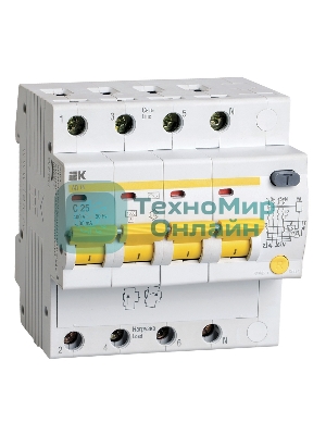 Выключатель автоматический дифференциального тока IEK MAD10-4-025-C-030 АД14 4Р 25А30мА IEK