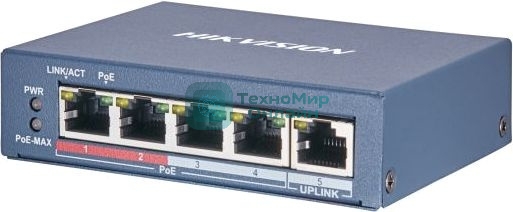 Коммутатор 4PORT 1000M POE DS-3E0505P-E/M HIKVISION