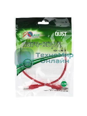 Патчкорд литой Aopen/Qust UTP кат.5е 0,5м красный