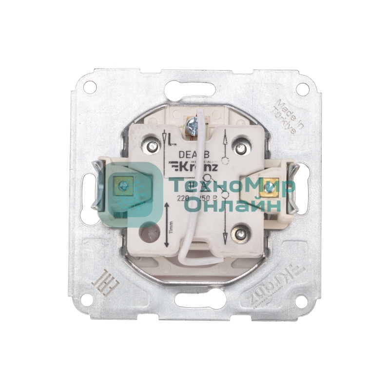Переключатель Kranz DEA 1кл прох. (инд) с/у 10А мех. белый (1/10/120)