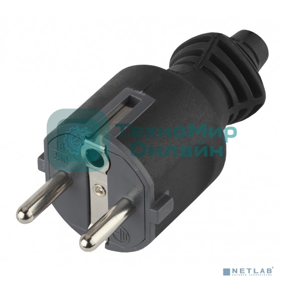 Вилка ЭРА Б0019189 V4(B) 16А с заземл. прямой ввод (10/200/6000) черный