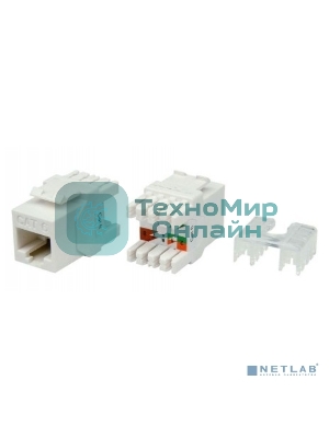 Вставка Keystone Jack RJ-45(8P8C) кат. 6 180град. KJ8-8P8C-C6-180-WH бел. Hyperline 426189