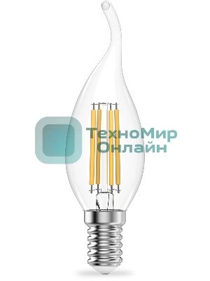 Лампа филам. Gauss Filament 12Вт цок.:E14 свеча св.свеч.бел.нейт. (упак.:10шт) (42122)