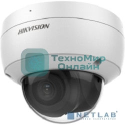 Уличная купольная IP-камера Hikvision 2Мп уличная купольная IP-камера, EXIR ИК 30м, технология AcuSense, 1/2.8 CMOS, объектив 4мм, угол 87, мех ИК-фильтр, 0.005лк@F1.6, H.265/H.265+/H.264/H.264+/MJPEG, 3 потока, 1920х1080@25к/с, WDR 120дБ 3D DNR BLC ROI, слот microSD до 256Гб, встр микрофон, 1 RJ45, DC12В/PoE, 6.5Вт, -40...+60C, IP67, IK10