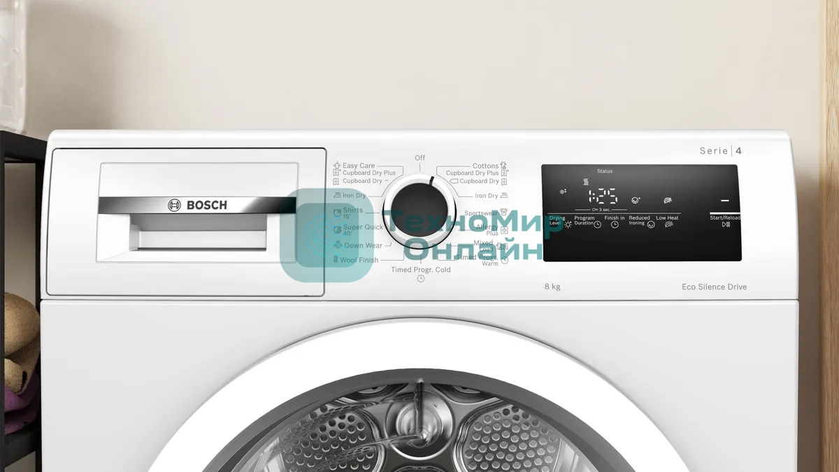 Сушильная машина Bosch WTN86212ME серый, 8 кг, сушка - конденсационная, программ - 8, 59.8 x 84.2 x 61.3 см