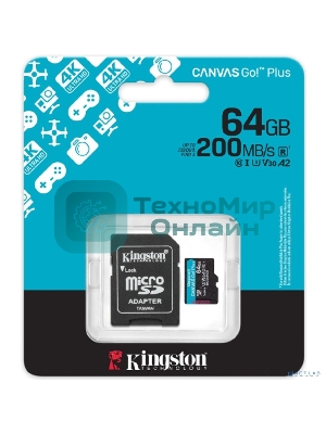 Флеш карта microSDXC 64Gb Kingston SDCG4/64Gb Canvas Go! Plus + adapter