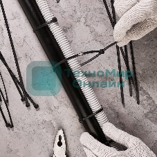 Хомут-стяжкa нейлоновая с тройным замком Rexant 300x4,8 мм, черная, упаковка 100 шт.