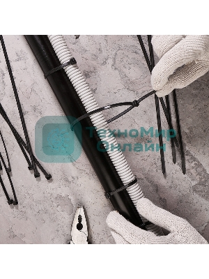 Хомут-стяжкa нейлоновая с тройным замком Rexant 300x4,8 мм, черная, упаковка 100 шт.