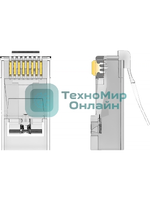 Коннектор Vention RJ45 (8p8c), FTP, cat. 5e, под витую пару, экранированный (50 шт.)