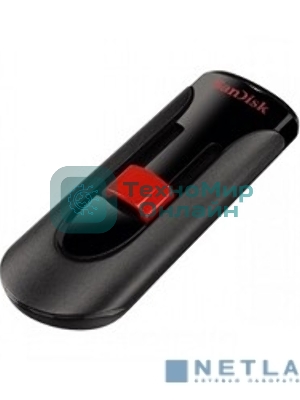 Флешка USB Sandisk CZ60 Cruzer Glide (SDCZ60-032G-B35), 32Gb, USB 2.0, R/W 30/8, черный/красный