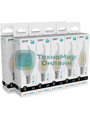 Лампа филам. Gauss Filament 12Вт цок.:E14 свеча св.свеч.бел.нейт. (упак.:10шт) (42122)