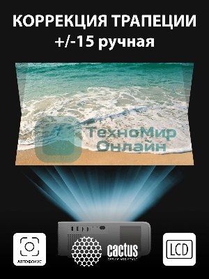 Проектор Cactus CS-PRM.01WT.Full HD LCD 19000Lm LS 700Lm ANSI (1920x1080) 2500:1 ресурс лампы:50000часов 2xUSB typeA 2xHDMI 1.8кг