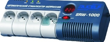 Стабилизатор RUCELF SRW-1000-D 1000ВА, диапазон 140-270,однофазный,управление релейное, дисплей,точность 220+-6%, КПД 98%.