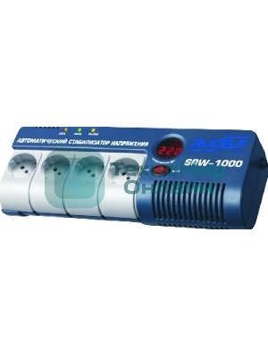 Стабилизатор RUCELF SRW-1000-D 1000ВА, диапазон 140-270,однофазный,управление релейное, дисплей,точность 220+-6%, КПД 98%.