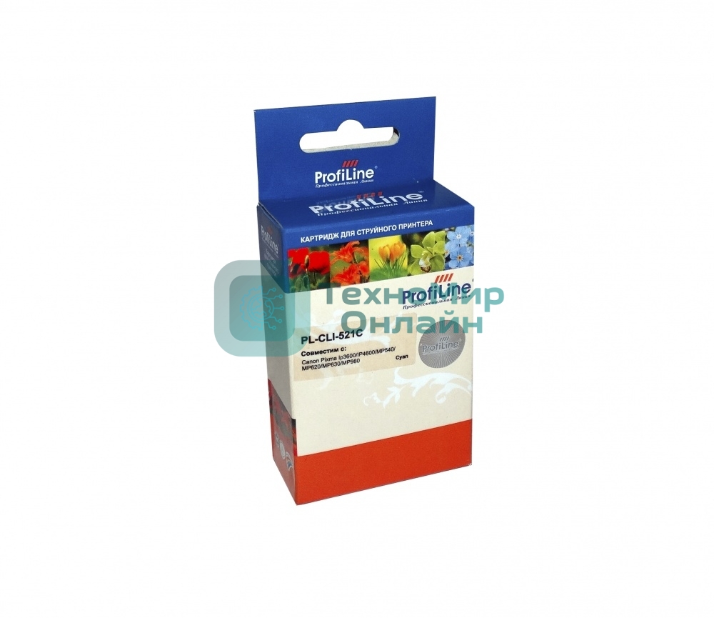Картридж струйный ProfiLine PL-CLI-521C для принтеров Canon Pixma IP3600/IP4600/MP540/MP550/MP620/MP630/MP980 с чипом водн