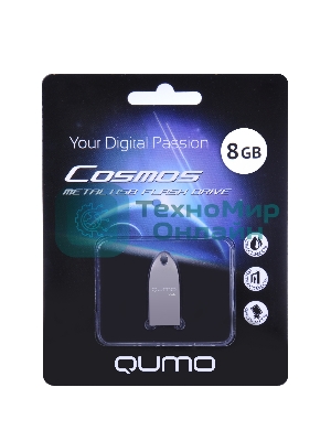 Флешка USB 2.0 QUMO 8Gb, Cosmos QM8GUD-Cos серебристый
