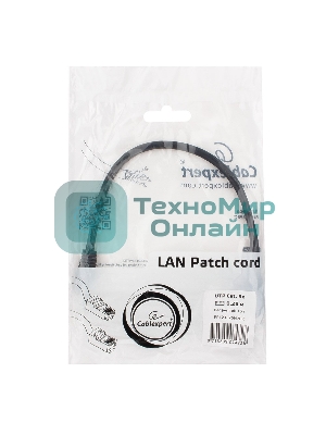 Патч-корд UTP Cablexpert cat.5e 0.25м, литой, многожильный, черный