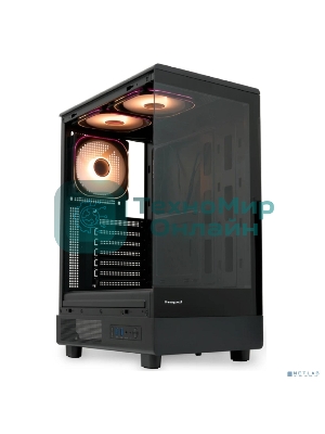 Компьютерный корпус HSPD F510, Panoramic Mid Tower, черный, TG, 0.5 SPCC, 3x120мм ARGb ATX, mATX, mITX 180/280/160мм 1x2.5