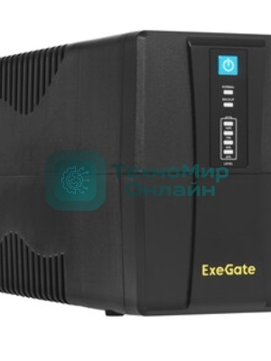 Источник бесперебойного питания ExeGate Power NB-650.LED.AVR.4C13 (650VA/390W, LED, AVR, 4*C13, батарея 12V 7Ah, черный)